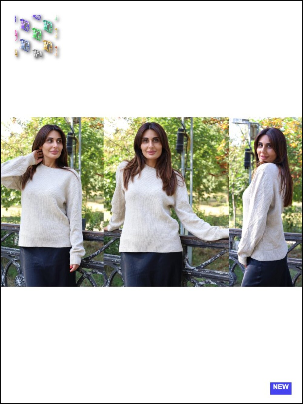 100% Acrylic Women's Knit Pullover Sweater Crew Neck Long Sleeve Loose Fit - Picture 5 of 6